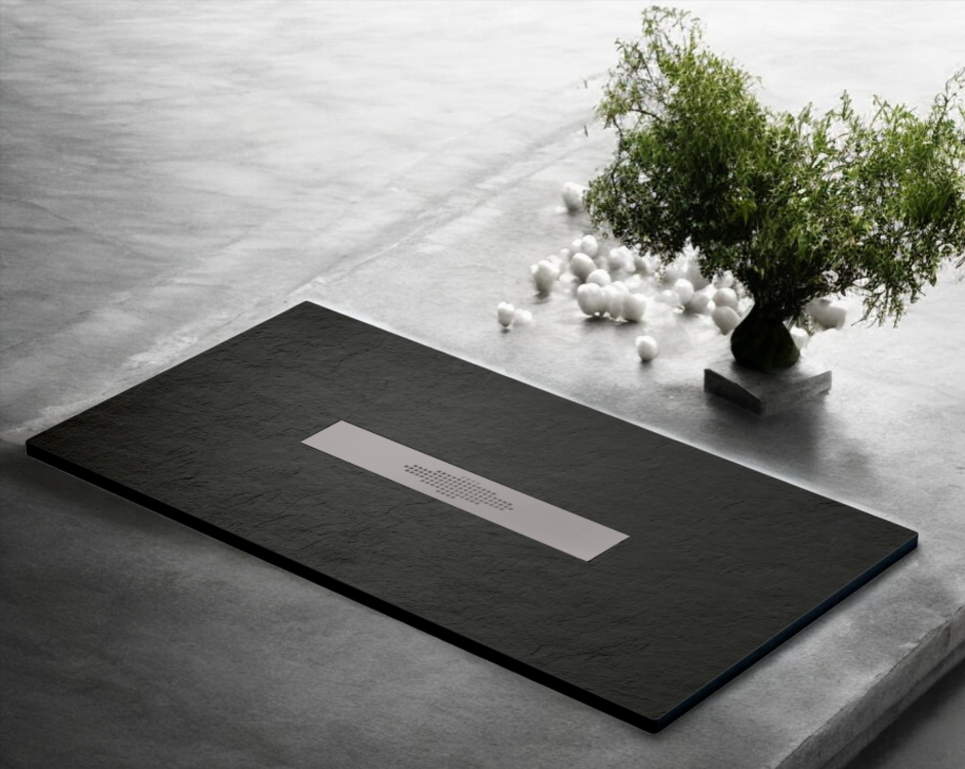 Plato de ducha Stone Quartz Pizarra Becrisa, color Azabache, resistente, práctico y fácil de limpiar, Errefe Home