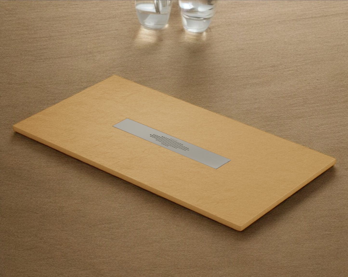 Plato de ducha Stone Quartz Pizarra Becrisa, color Oro Metalizado, elegante, resistente y antideslizante, Errefe Home