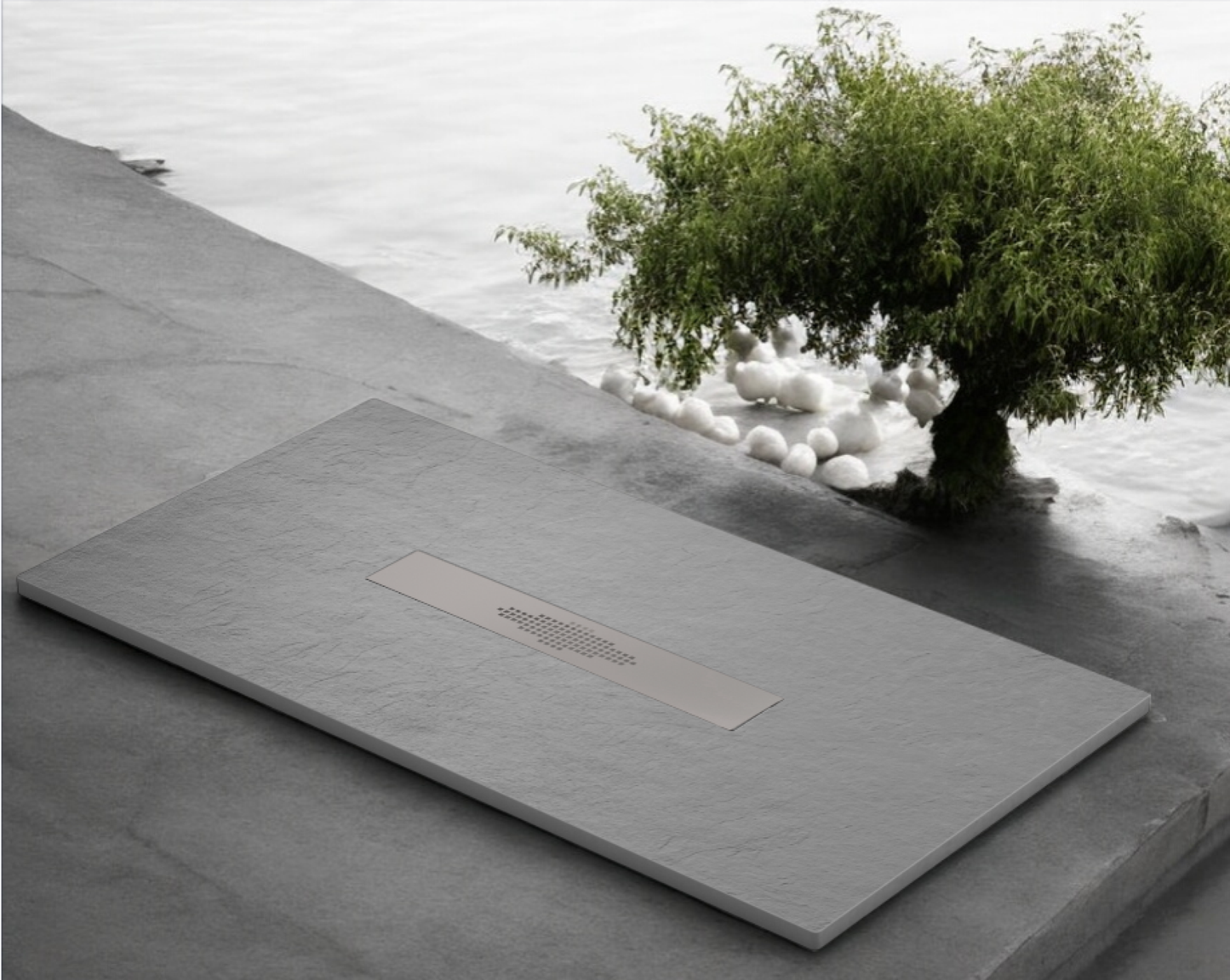 Plato de ducha Stone Quartz Pizarra Becrisa, color Plomo Metalizado, robusto, fácil de mantener y seguro, Errefe Home