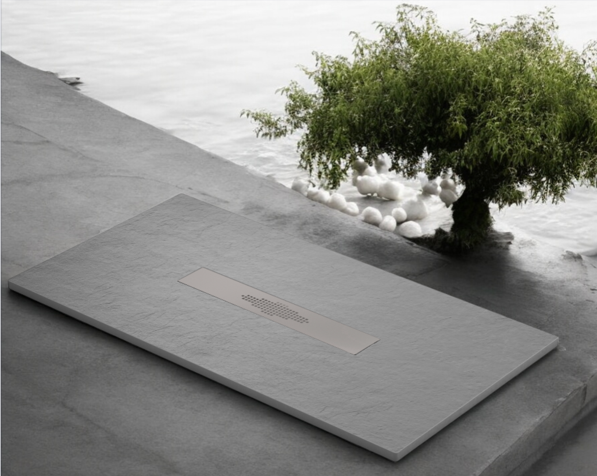 Plato de ducha Stone Quartz Pizarra Becrisa, color Plomo Metalizado, robusto, fácil de mantener y seguro, Errefe Home