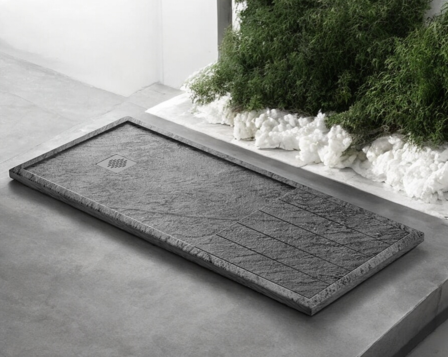 Plato de ducha Stone Quartz Tarragona Becrisa, color Acero, moderno, duradero y antideslizante, Errefe Home