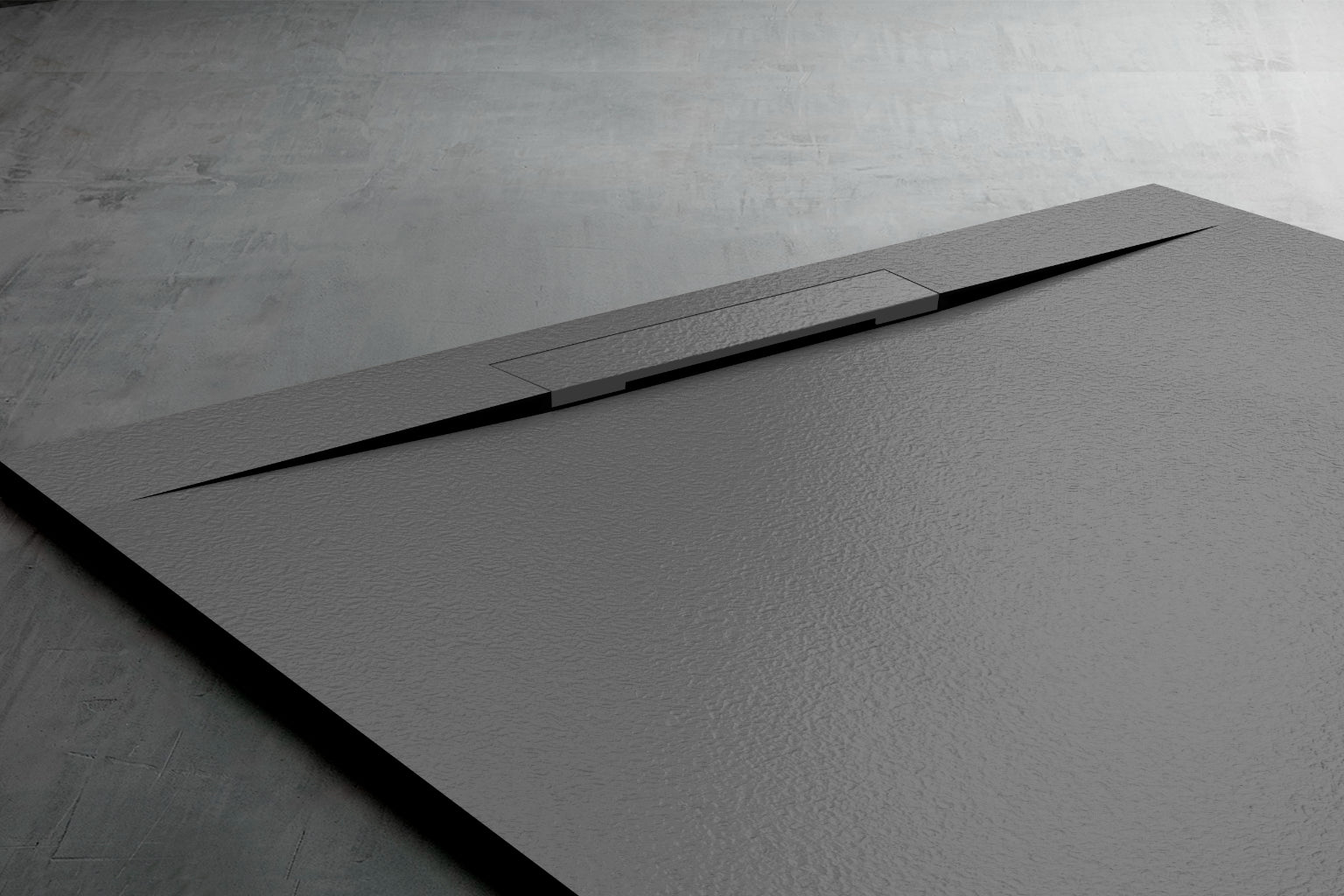 Plato de ducha resina antracita, Becrisa. Acabado textura antideslizante. Elegante y moderno. Errefe Home