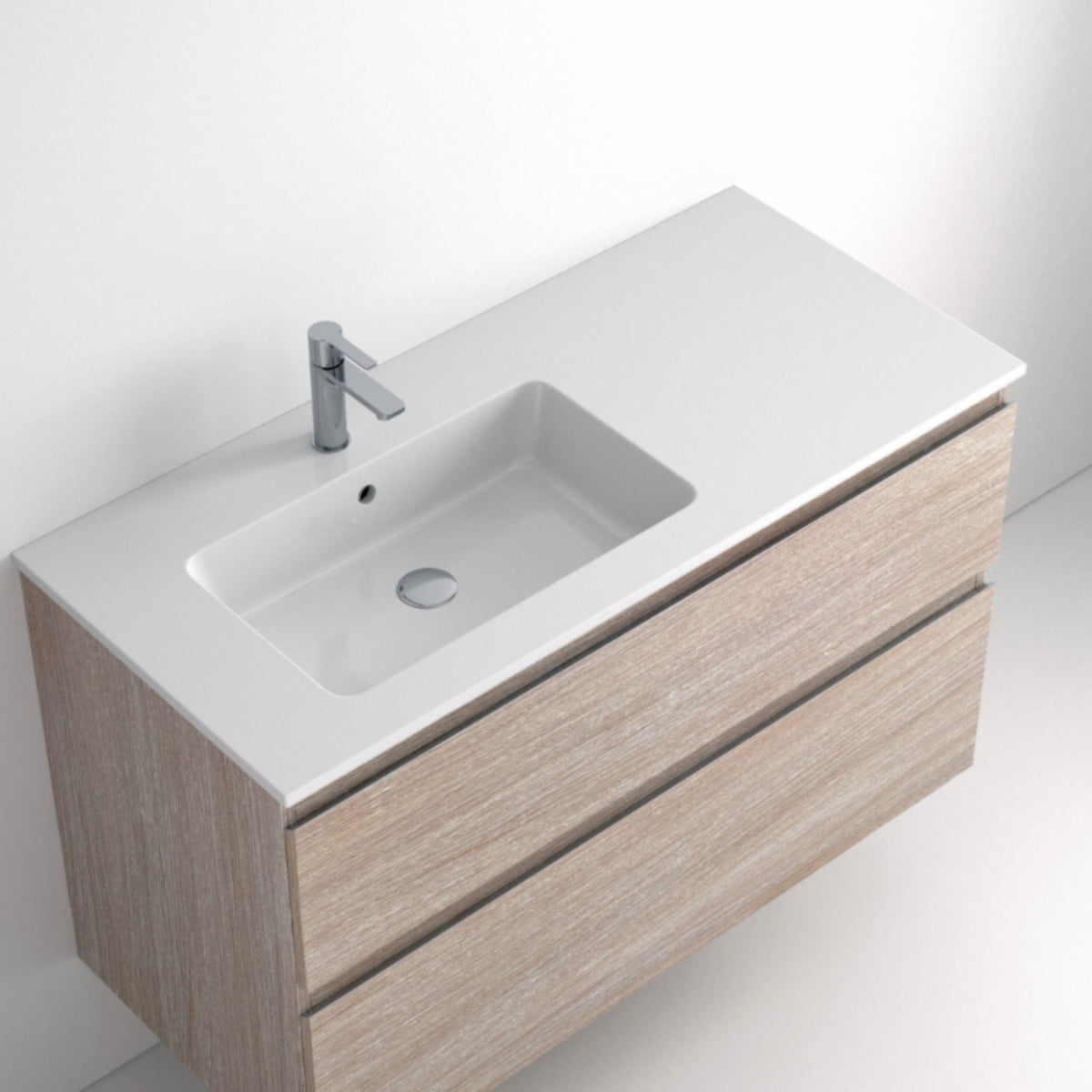 Mueble de baño Avila Dos modelo Aire con lavabo desplazado, diseño moderno e innovador, Errefe Home