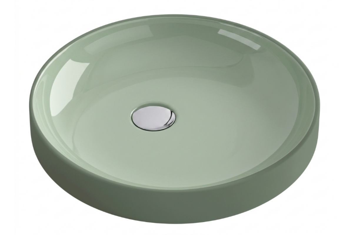 Lavabo KOLORES SFERIK color verde sobre encimera para muebles de baño Avila Dos, Errefe Home