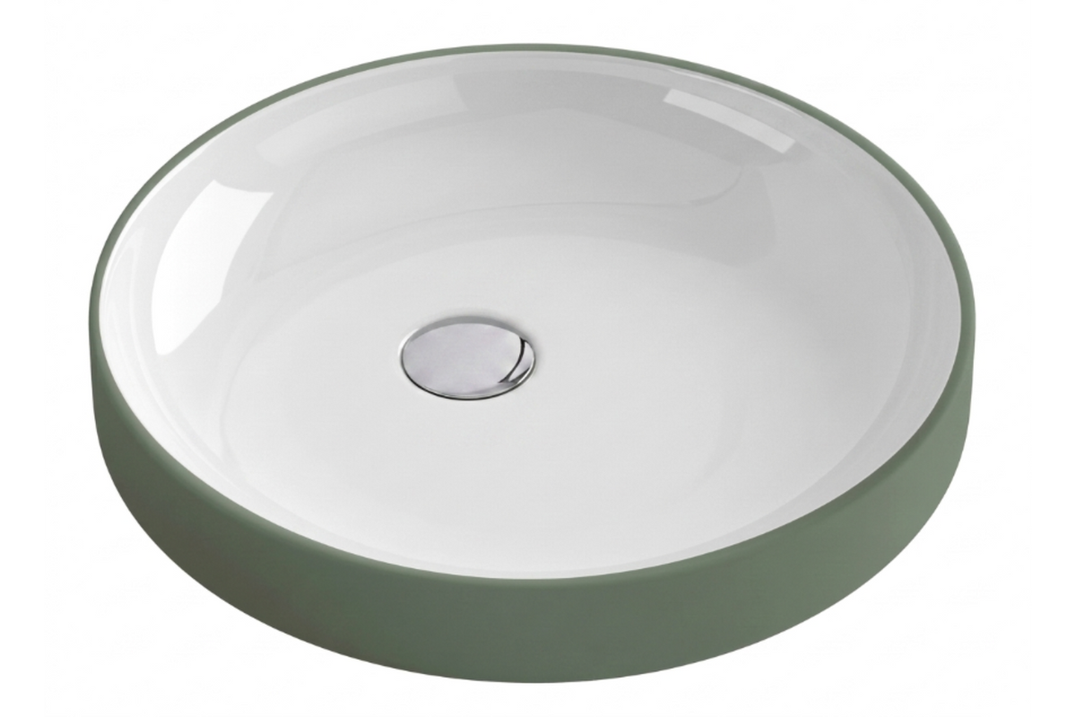 Lavabo KOLORES SFERIK BICOLOR color verde sobre encimera para muebles de baño Avila Dos, Errefe Home