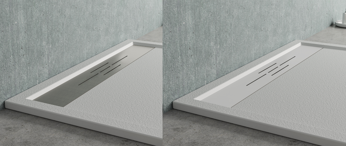 Textura y desagüe platos de ducha Marbella color blanco de Becrisa Antideslizantes y practicos. Errefe Home