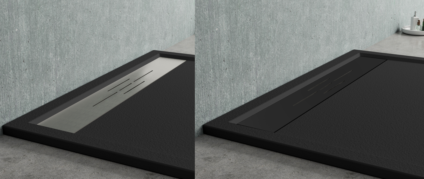 Textura y desagüe platos de ducha Marbella color negro de Becrisa Antideslizantes y practicos. Errefe Home