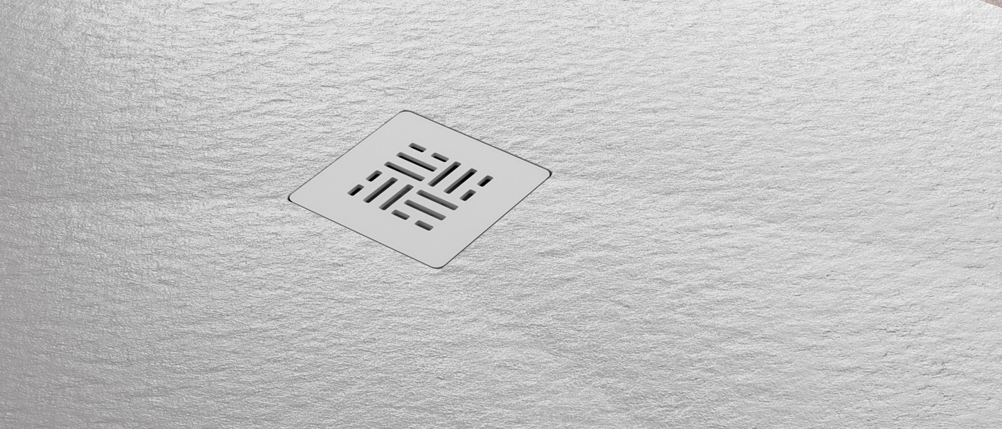 Textura - acabado platos de ducha premium de resina, Gel Coat, modelo Formentera color blanco. Becrisa. Antideslizantes antibacteriano. Errefe Home