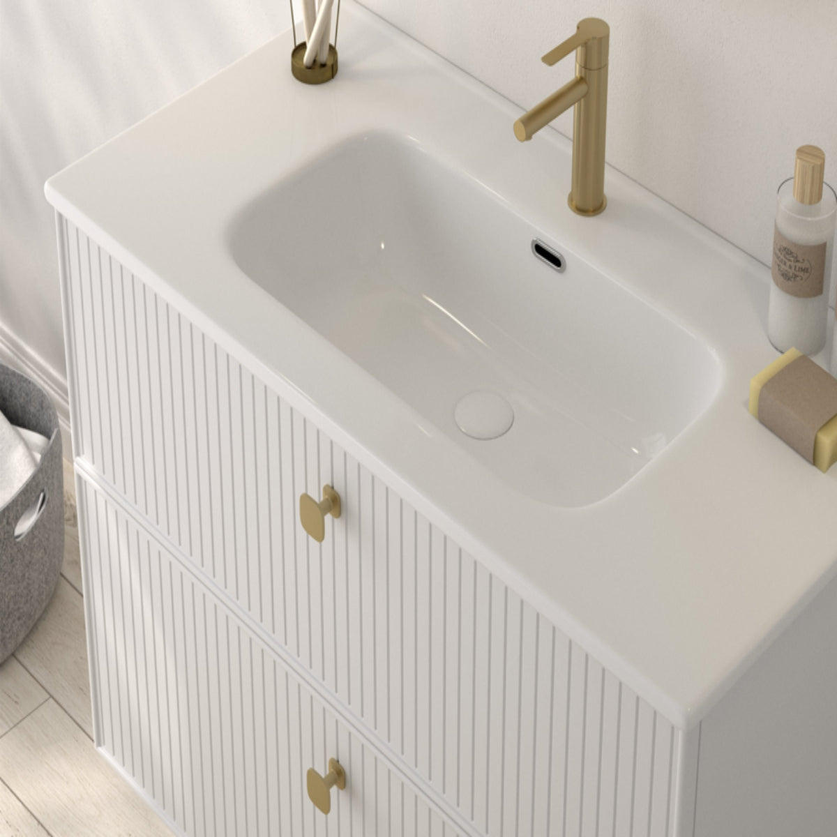 Tirador DOT dorado lavabo blanco accesorio elegante contraste moderno Errefe Home