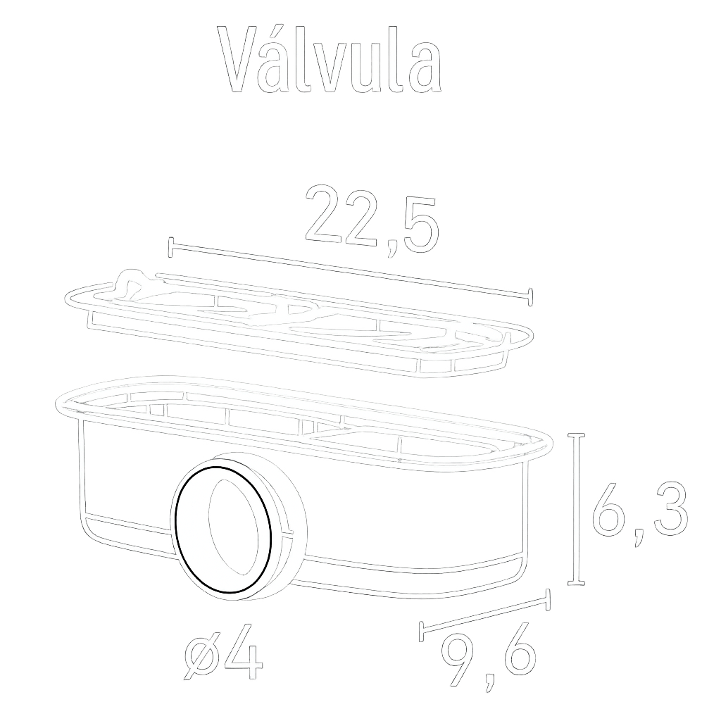 Medidas válvula para platos de ducha GANDÍA. Becrisa. Fondo transparente. Errefe Home