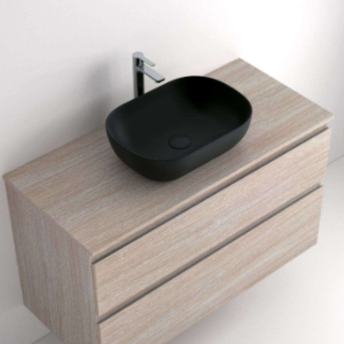 Lavabo Kolores OVALADO sobre encimera color negro para muebles de baño Avila Dos, Errefe Home