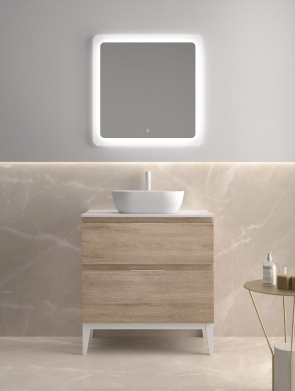 Mueble de baño colección Carmen Avila Dos, 2 cajones con bancada, lavabo sobre encimera blanco 1 seno, Errefe Home